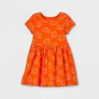Toddler Girls' Halloween Pumpkin Short Sleeve Dress - Cat & Jack Orange