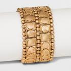Textured Discs And Stippled Edge Stretch Bracelet - Universal Thread Gold