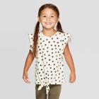 Toddler Girls' Ruffle Sleeve Striped Front-tie T-shirt - Art Class Cream 4t, Girl's, White