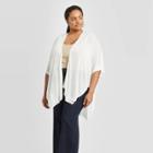Women's Plus Size Weight Open Knit Ruana - A New Day Cream One Size, Women's, Beige