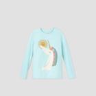 Girls' Long Sleeve Unicorn Graphic T-shirt - Cat & Jack Aqua