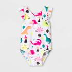 Baby Girls' Wide Strap With Arm Ruffle One Piece Swimsuit - Cat & Jack White