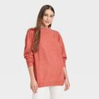 Women's Slouchy Mock Turtleneck Pullover Sweater - A New Day Coral