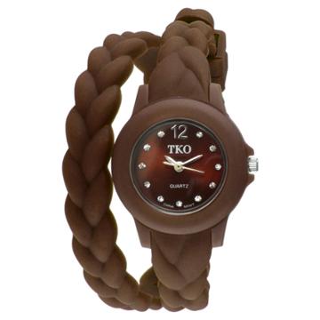 Tko Orlogi Women's Tko Braided Rubber Double Wrap Watch - Brown