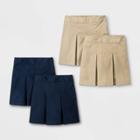 Girls' 4pk Stretch Uniform Pleated Twill Skorts - Cat & Jack Navy/khaki