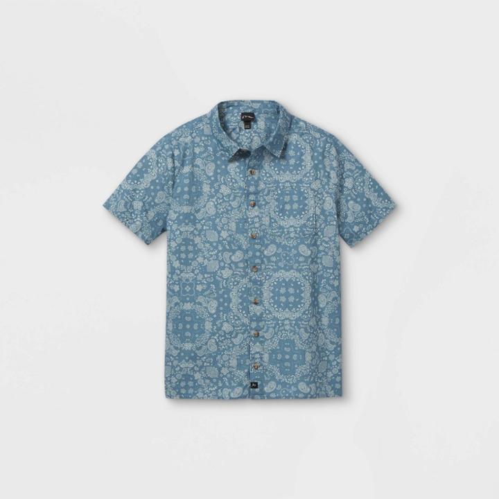 Boys' Short Sleeve Button-down Shirt - Art Class Blue