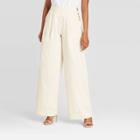Women's Mid-rise Wide Leg Side Button Pants - Who What Wear Off White 2, Women's, Beige