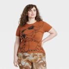 Frito-lay Women's Plus Size Chester Short Sleeve Graphic Baby T-shirt - Brown