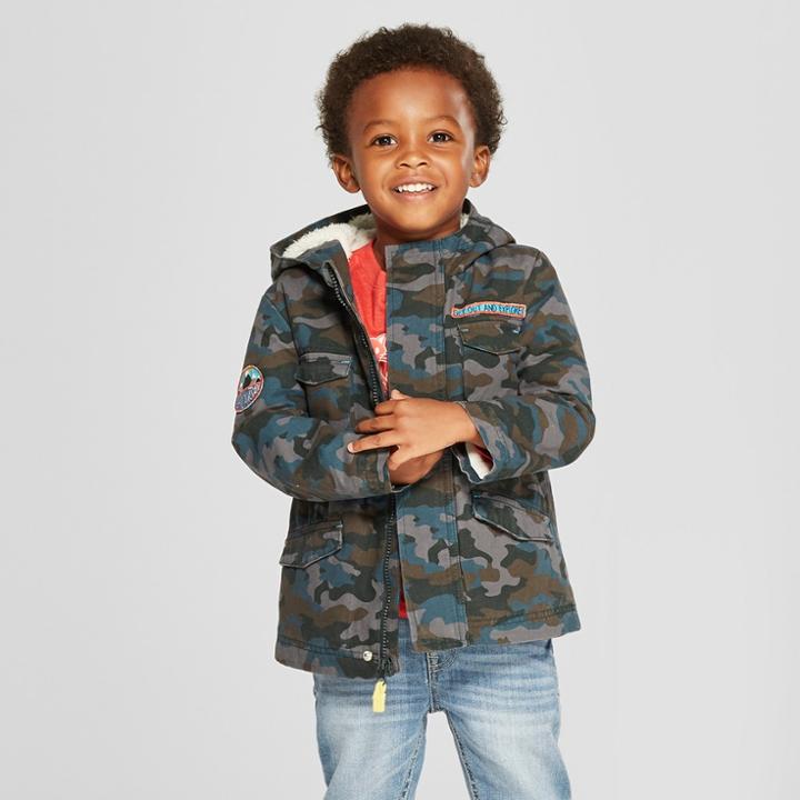 Toddler Boys' Camouflage Parka - Cat & Jack Blue 5t,