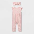 Baby Girls' Ruffle Sleeve Romper With Headband - Cat & Jack Pink Newborn, Girl's