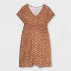 Polka Dot Short Sleeve Button-down T-shirt Maternity Dress - Isabel Maternity By Ingrid & Isabel Brown