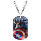 Men's Marvel Captain America Graphic Stainless Steel Dog Tag Pendant With Chain