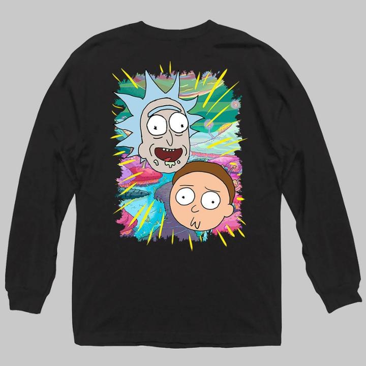 Men's Rick And Morty Long Sleeve Graphic T-shirt - Black