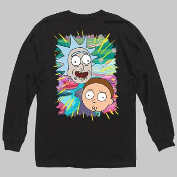Men's Rick And Morty Long Sleeve Graphic T-shirt - Black