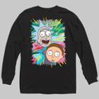 Men's Rick And Morty Long Sleeve Graphic T-shirt - Black