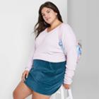 Women's Plus Size Long Sleeve V-neck Cozy Ribbed T-shirt - Wild Fable Lavender