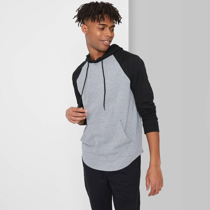Men's Regular Fit Long Sleeve Hooded T-shirt - Original Use Black