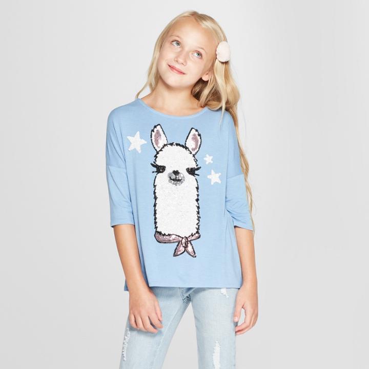 Miss Chievous Girls' Drop Shoulder Short Sleeve T-shirt - Blue