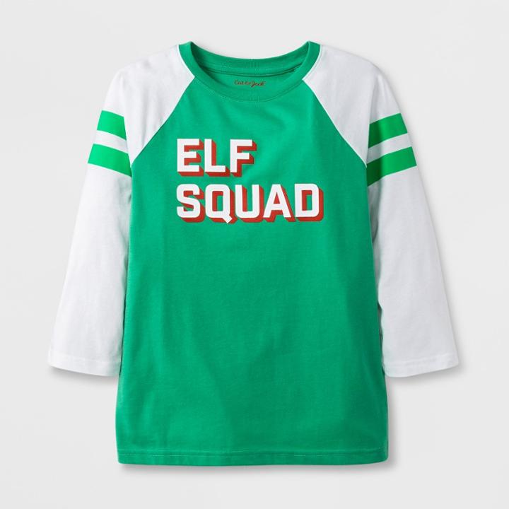 Kids' 3/4 Sleeve 'elf Squad' T-shirt - Cat & Jack Green