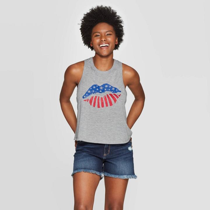 Women's American Lips Tank Top - Modern Lux (juniors') - Gray