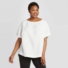 Women's Plus Size Short Sleeve Linen Cuff T-shirt - A New Day White 1x, Women's,