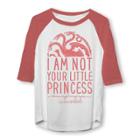 Women's Game Of Thrones I'm Not Your Princess Raglan 3/4 Sleeve T-shirt - (juniors') - White