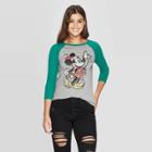 Disney Women's Santa Mickey Raglan 3/4 Sleeve Sweatshirt (juniors') - Gray/green