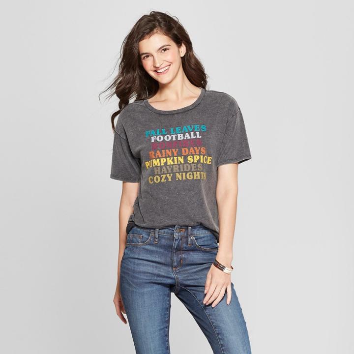 Women's Short Sleeve Fall Favorites Graphic T-shirt - Fifth Sun (juniors') Black