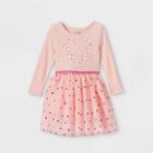Toddler Girls' Floral Heart Tutu Tulle Long Sleeve Dress - Cat & Jack Pink