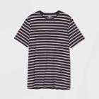 Men's Striped Big & Tall Athletic Fit Short Sleeve Novelty Crew Neck T-shirt - Goodfellow & Co Ink Blue 3xbt,