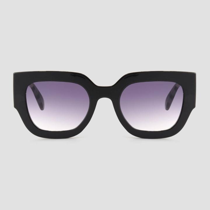 Women's Tortoise Shell Print Oversized Square Sunglasses - Universal Thread Black