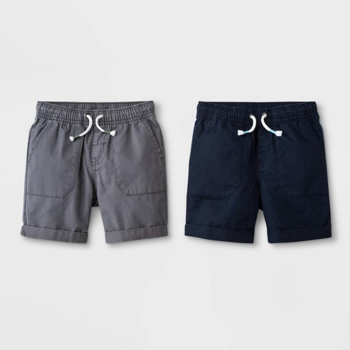 Toddler Boys' 2pk Solid Pull-on Shorts - Cat & Jack Gray/navy