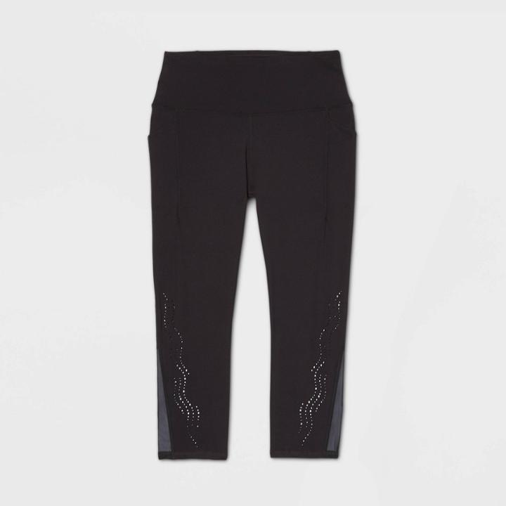Women's High-rise Sculpted Linear Laser Cut Capri Leggings 21 - All In Motion Black