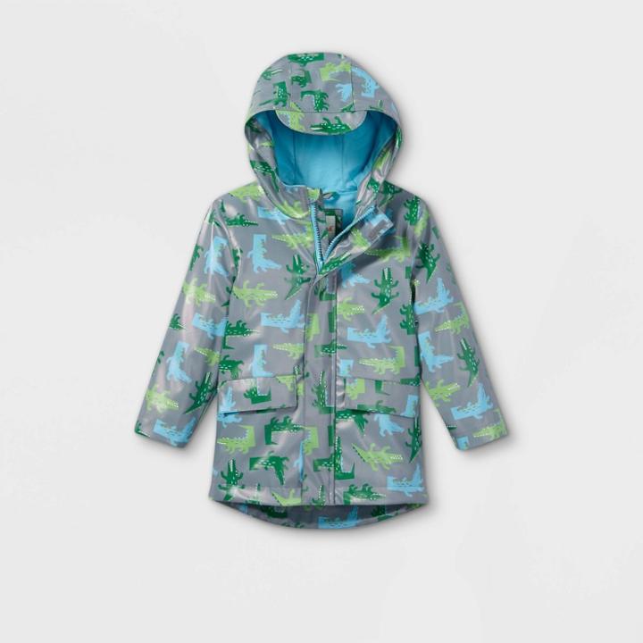 Toddler Boys' Alligator Print Rain Jacket - Cat & Jack Green