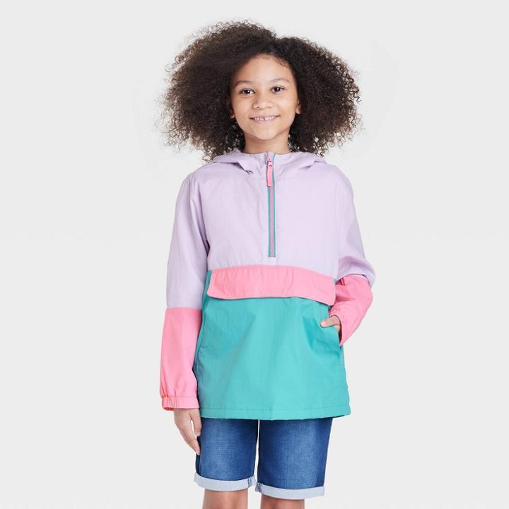 Girls' Popover Anorak Spring Windbreaker Jacket - Cat & Jack