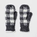 Isotoner Women's Chenille/acrylic Feathered Plaid With Sherpasoft Spill Mittens - Black, Ivory