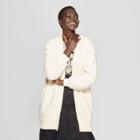 Women's Long Faux Fur Blocked Sleeve Cardigan - Who What Wear Cream (ivory)