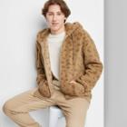 Men's Printed Regular Fit Zip-up Hooded Sweatshirt - Original Use Tan/cheetah