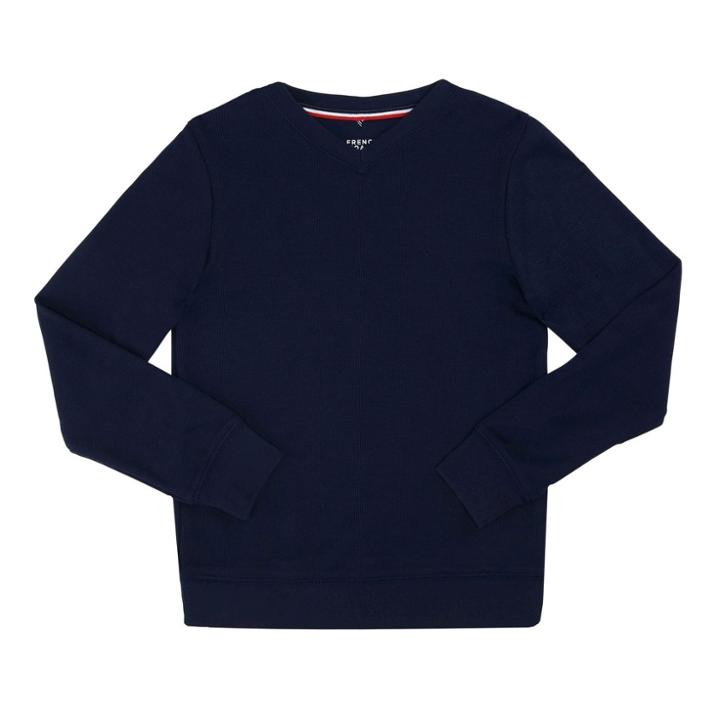 French Toast Boys' Long Sleeve Ribbed Uniform Henley Shirts - Navy (blue)