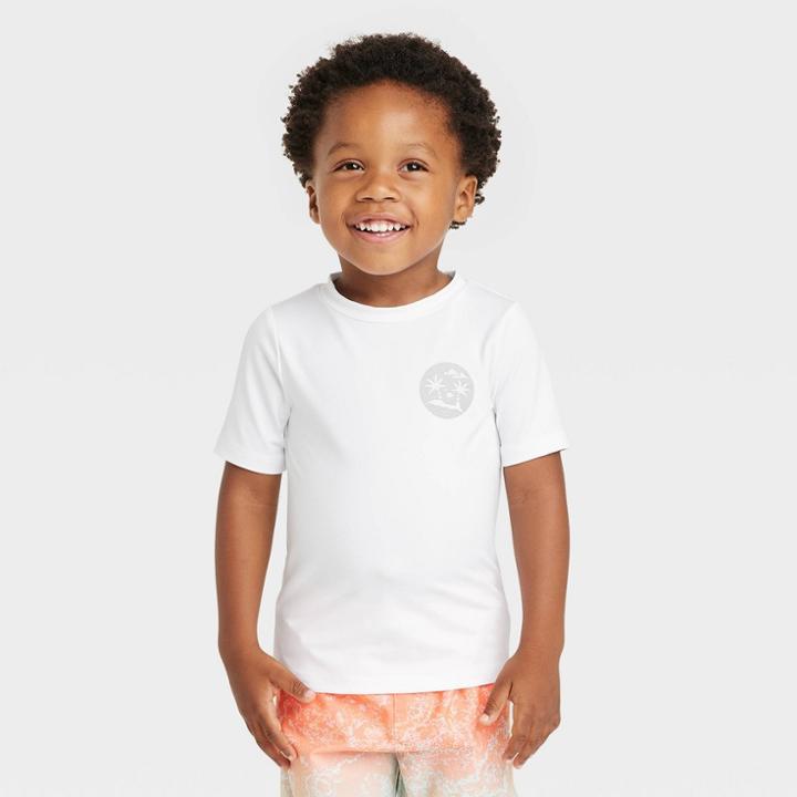 Toddler Boys' Tree Rash Guard Top - Cat & Jack White