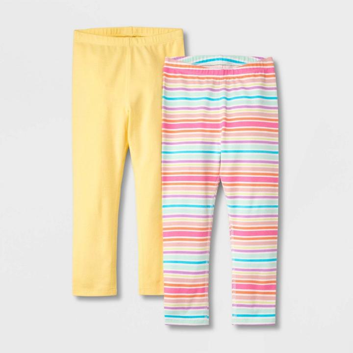 Toddler Girls' Adaptive 2pk Leggings - Cat & Jack Yellow/cream