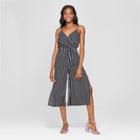 Women's Striped Tie Waist Jumpsuit - Lily Star (juniors') Black/white