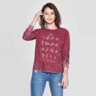 Women's Floral Print Screen Long Sleeve T-shirt - Fifth Sun (juniors') - Red
