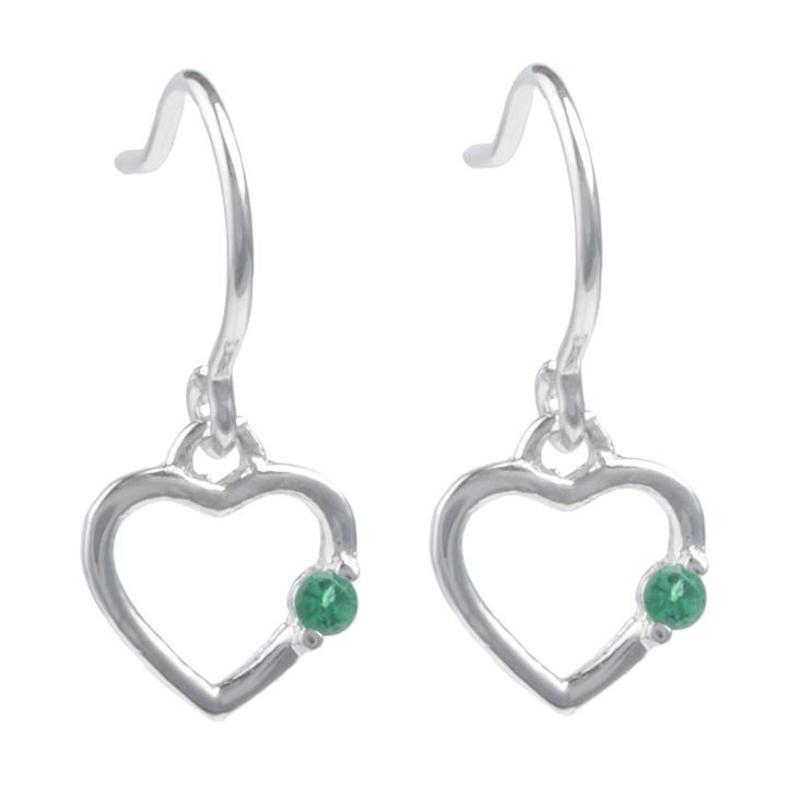 Journee Collection 1/10 Ct. T.w. Round-cut Cz Heart Dangle Pave Set Earrings In Sterling Silver - Green, Girl's