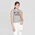 Women's Usa Flag Sequin Tank Top - Modern Lux (juniors') - Charcoal Gray