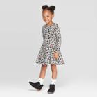 Toddler Girls' Long Sleeve Animal Print Dress - Cat & Jack Gray 12 M, Girl's,