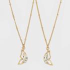 Cubic Zirconia Butterfly Friendship Pendant Necklace Set 2pc - Wild Fable Gold