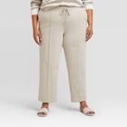 Women's Plus Size Ankle Length Pants - A New Day Beige
