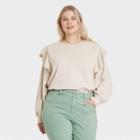 Women's Plus Size Ruffle Sweatshirt - Universal Thread Cream