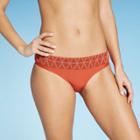 Women's Smocked Cheeky Bikini Bottom - Xhilaration Rusted Red